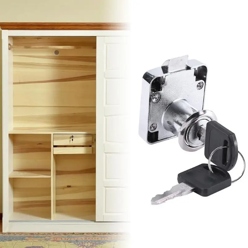 Durable Double Key Drawer Lock Anti Rust Zinc Alloy 2 Keys Furniture