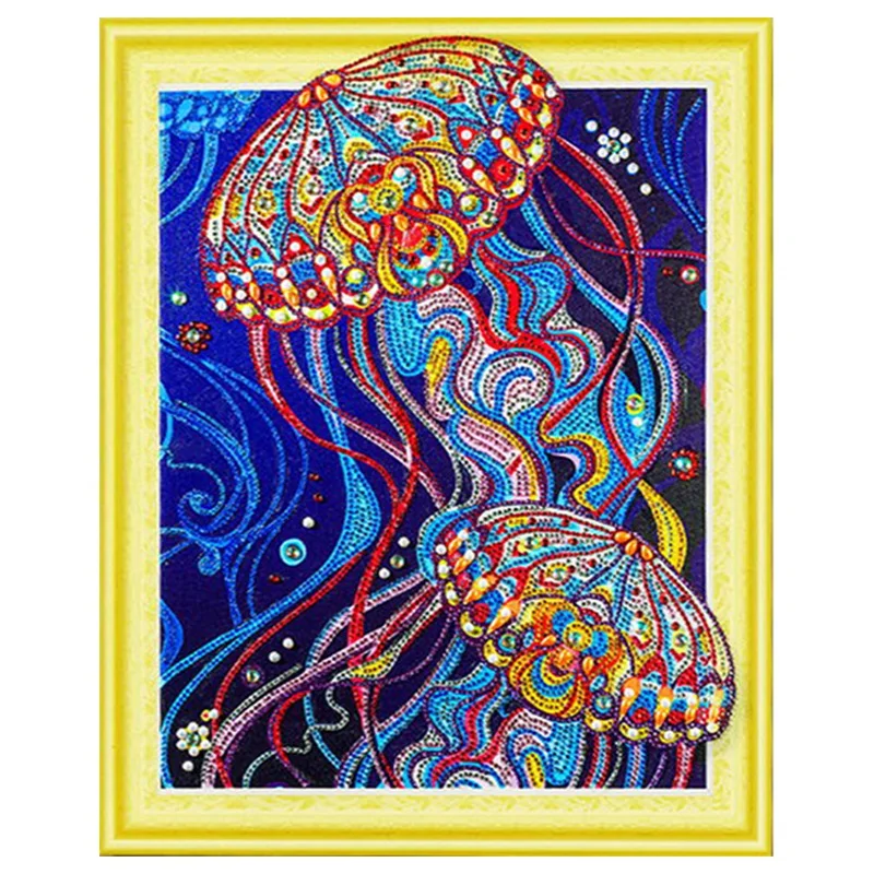 

Diy Diamond Painting Embroidery Jellyfish Pattern Diamond Painting Rhinestone Mosaic Home Decoration-Stick Drill Area Size 40*