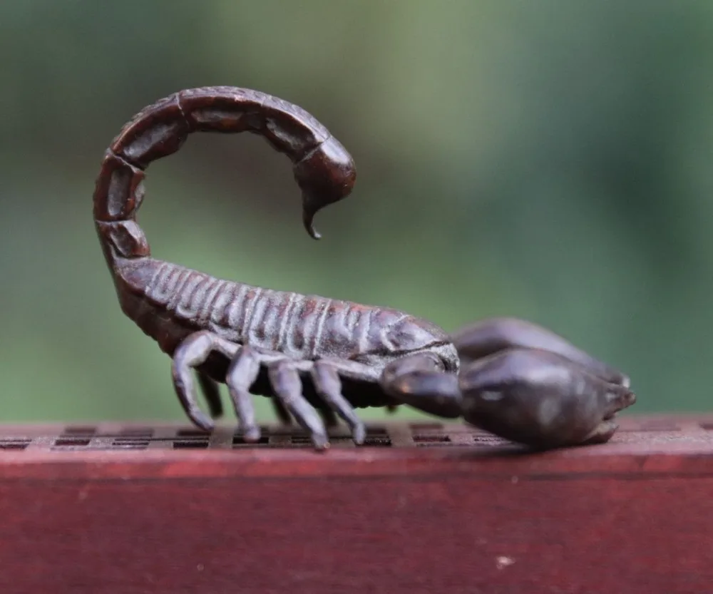 chinese old red copper casting insect statue figure