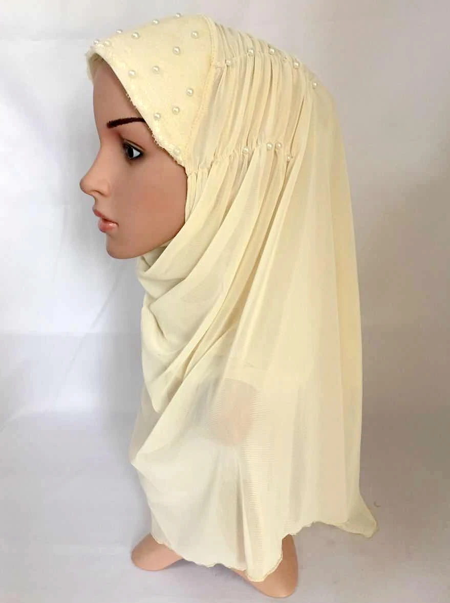 Сетчатый вуаль летний светильник мусульманский хиджаб из бисера