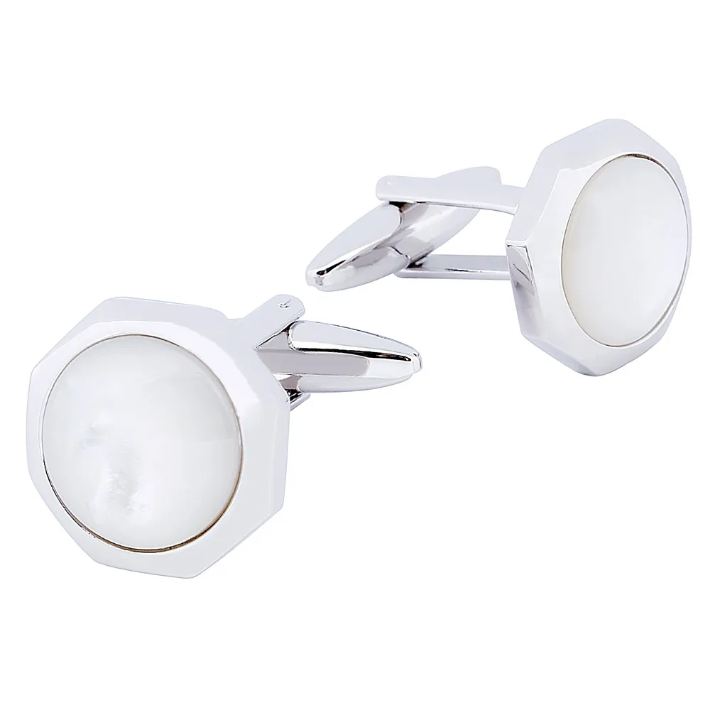 Trendy Round Pearl High Quality Brand Wedding Cuff links For Mencuff
