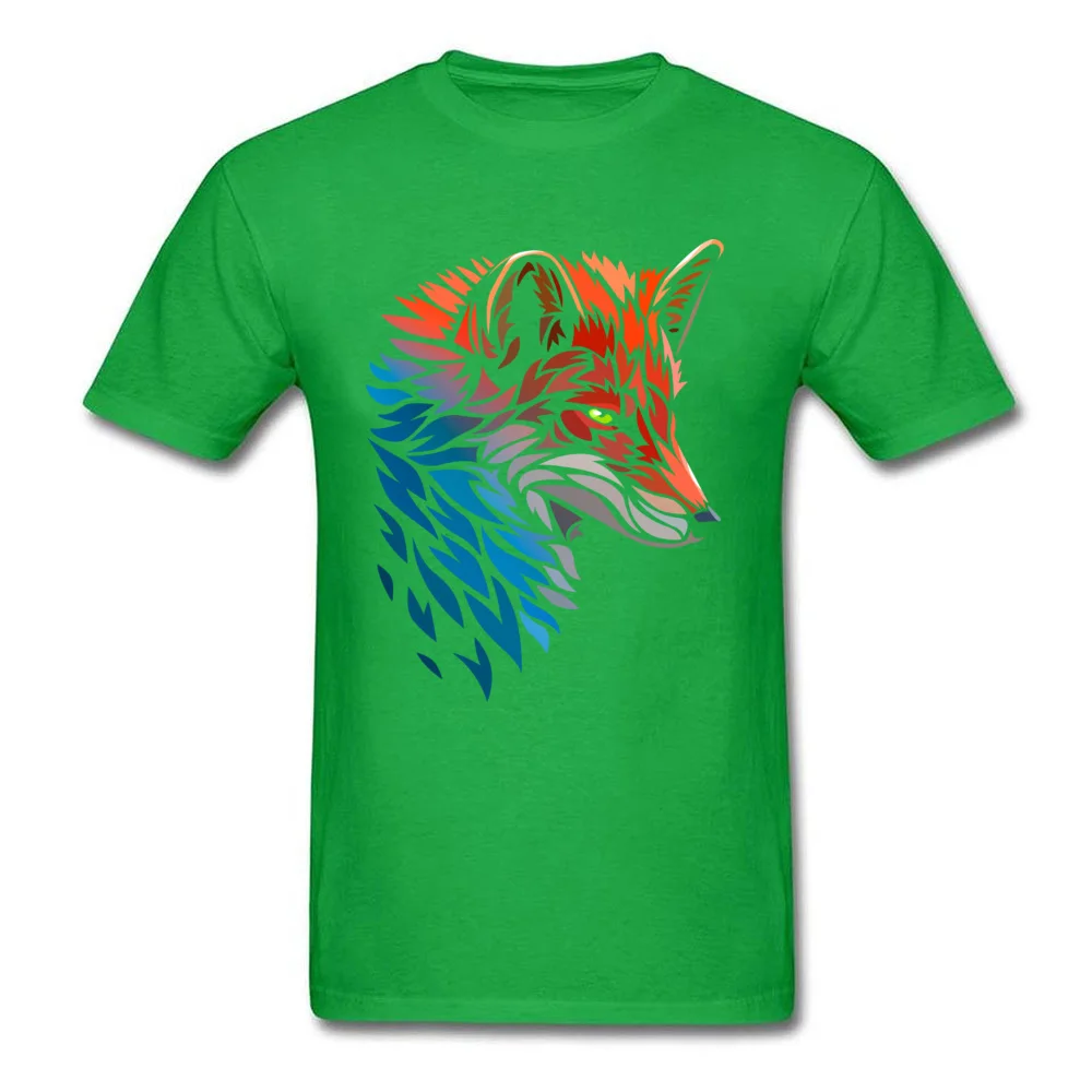 Tribal Fox Red Blue Classic Men's T-shirts Crew Neck Short Sleeve Pure Cotton Tops Shirts Printed Tops Shirts Free Shipping Tribal Fox Red Blue green