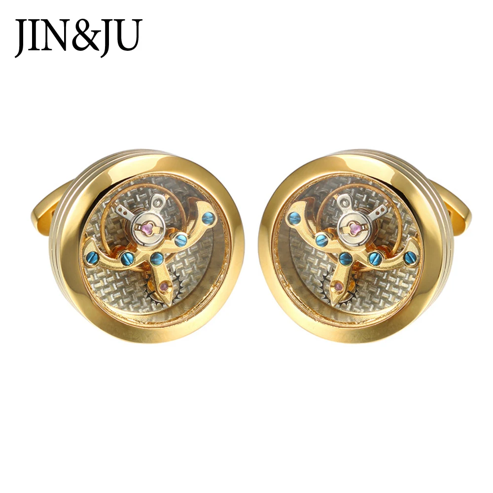 JIN & JU мужские ювелирные изделия Tourbillon Move Мужские t запонки для мужчин s свадебные