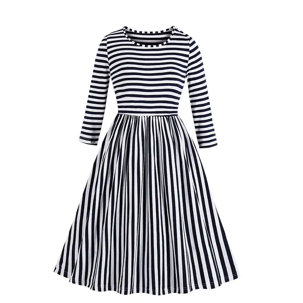 black and white striped vintage dress