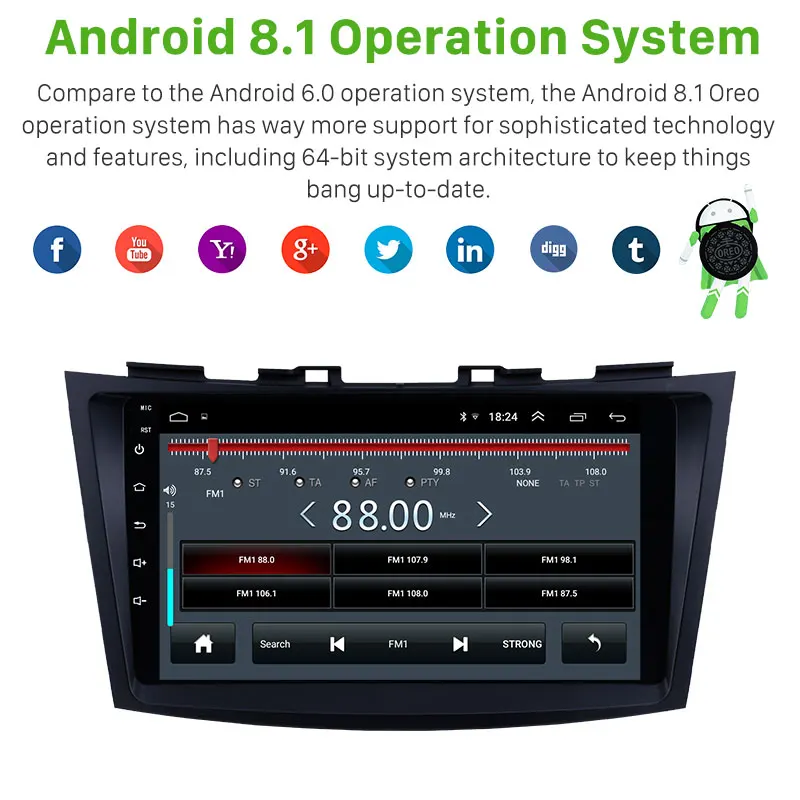 Perfect Value-for-money preferred navigation system Car Radio Android 8.1 Multimedia Player for 2012 Suzuki Swift GPS Head Unit Stereo 5