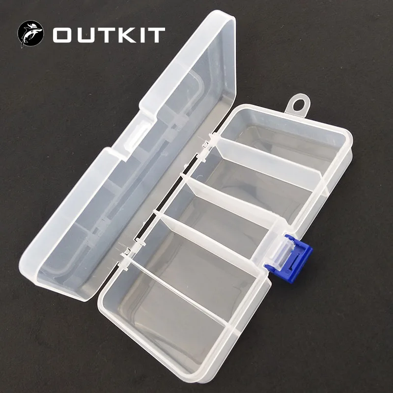 

OUTKIT 5 Compartments Transparent Visible Plastic Fishing Tackle Box Fishing Lure Storage Box Case Fish Tool 17.7*93cm