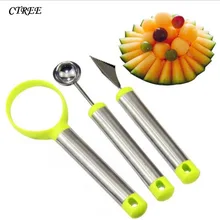 Ctree 3 unids/set fruta cuchara Herramientas Acero inoxidable fruta sandía cortada cuchara tallada Cuchillos cocina gadget 2 colores c618