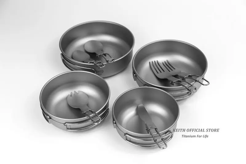 Conjunto de Talheres Keith Titânio Viagem Acampamento Ultraleve Tigelas Dobrável Spork Garfo Colher Faca 10 Peças Conjuntos Ti5374 14 High Quality Esporte e Lazer