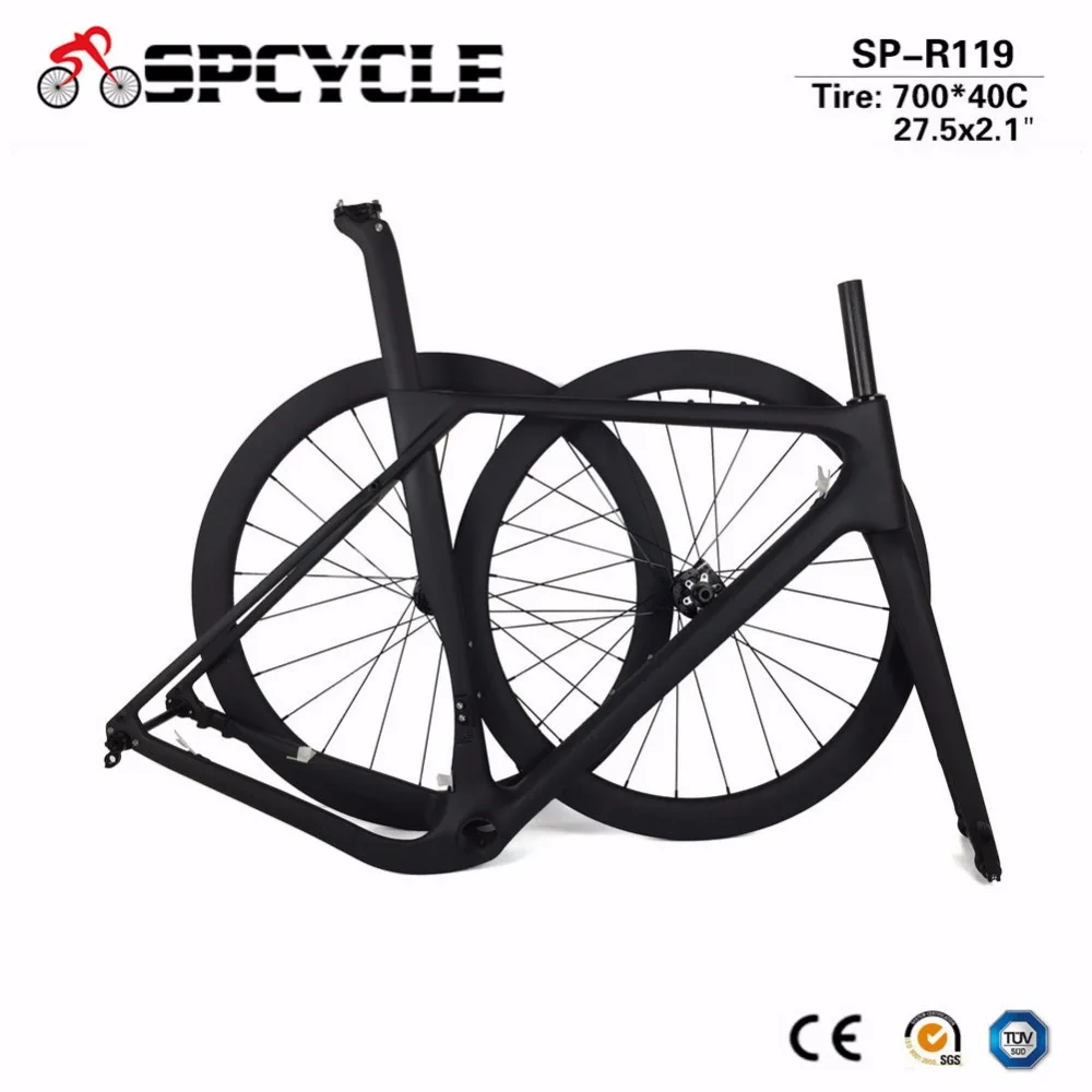 Discount 2019 Aero Cyclocross Gravel Bicycle Carbon Frames Road Carbon Wheels,Gravel Disc Brake Bike Framesets Wheelsets 49/52/54/56/59cm 0