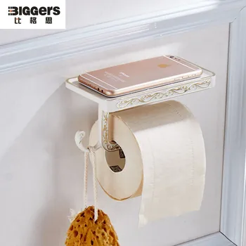 

Free shipping Luxury European carved toilet paper holder bathroom phone shelf retro antique bronze frame toilet roll paper rack