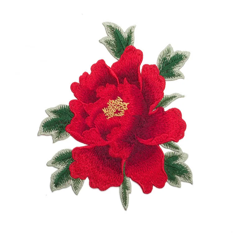 

Peony Floral Embroidery Flower Sew on Clothes Applique Red Flowers Sewing Supplies Decorations for Clothes Dress Jeans Shoes bag
