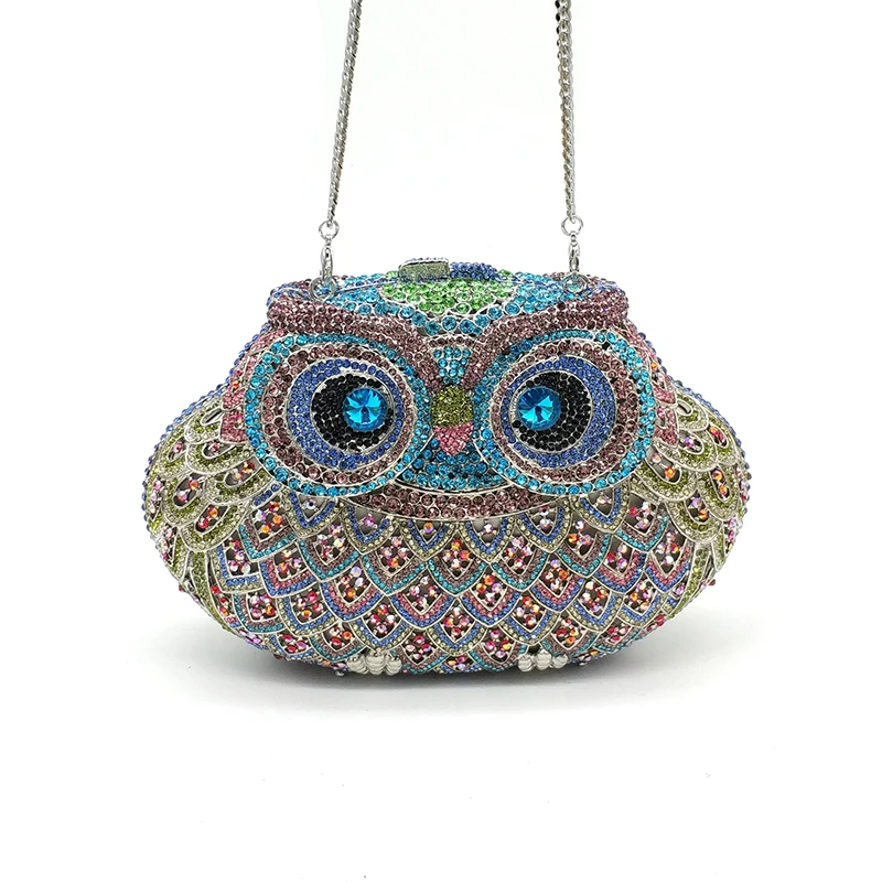 Animal bird design clutch women evening party bag diamonds owl shape crystal purses bridal wedding party crystal clutches