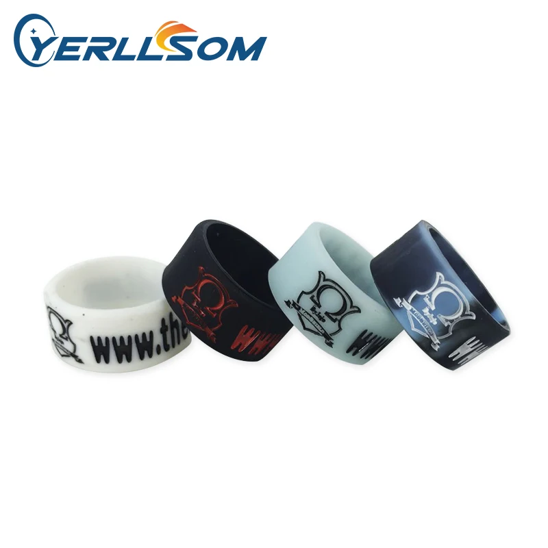 

YERLLSOM 1000PCS/Lot Free Shipping Customized Engrave Vape Bands Silicone Rings with personal logo for events YR009