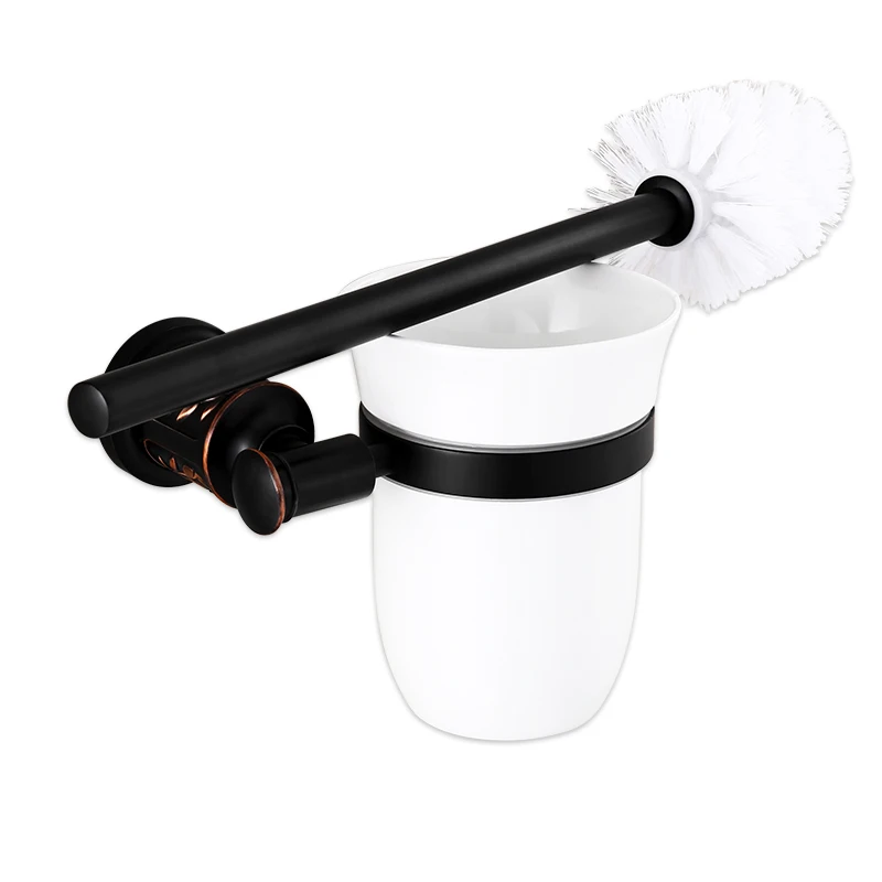 AUSWIND американская черная латунная круглая Базовая щетка для ванной стойки простая щетка для ванной туалета держатель аксессуары для ванной комнаты Набор