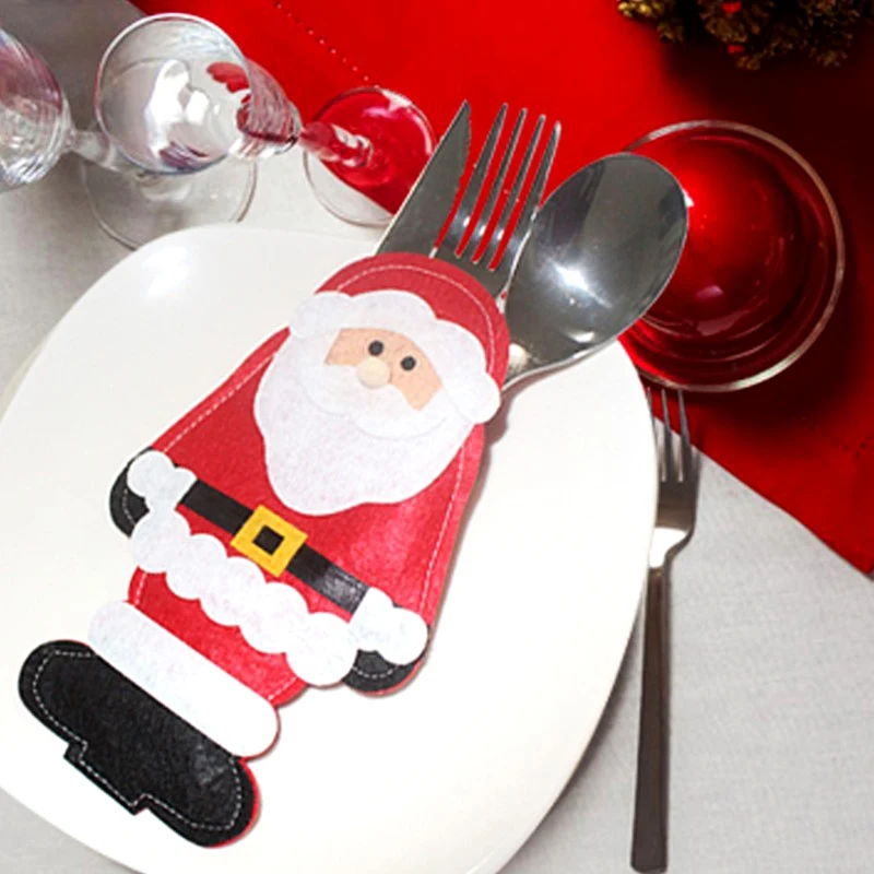 Рождественский чулок сумки обеденный стол держатель для вилки, ножа Санта Клаус рождественские украшения вечерние принадлежности