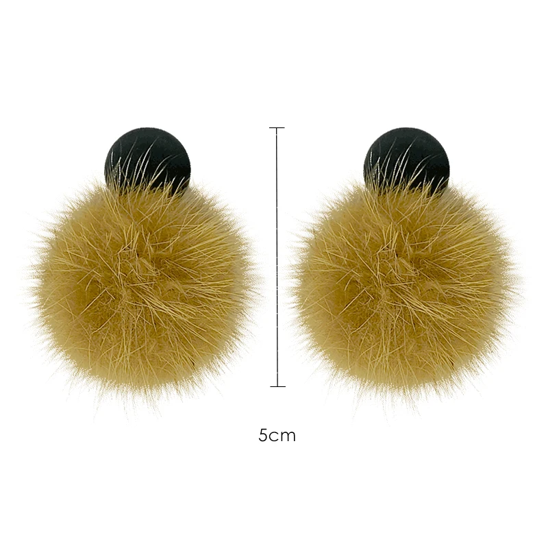 

water mink earrings temperament elegant female fur ball earrings temperament ear jewelry niche new