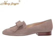 Кофейная обувь на плоской подошве с бантом, с круглым носком, без шнуровки, Весенняя Милая удобная модная обувь г. NAYCYJAYJII, большие размеры 16