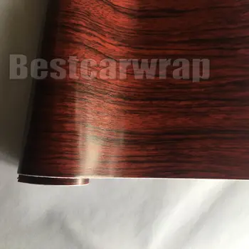 

PROTWRAPS Red Teak Wood Grain Faux Finish Textured Vinyl Wrap Car Paper Film DIY Car Interior Covering Self adhesive 1.52x20m