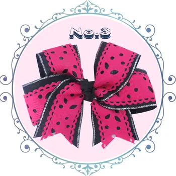 

50 BLESSING Happy Girl 4.5" Carving Cheer Hair Bow Clip Flower Hairbow