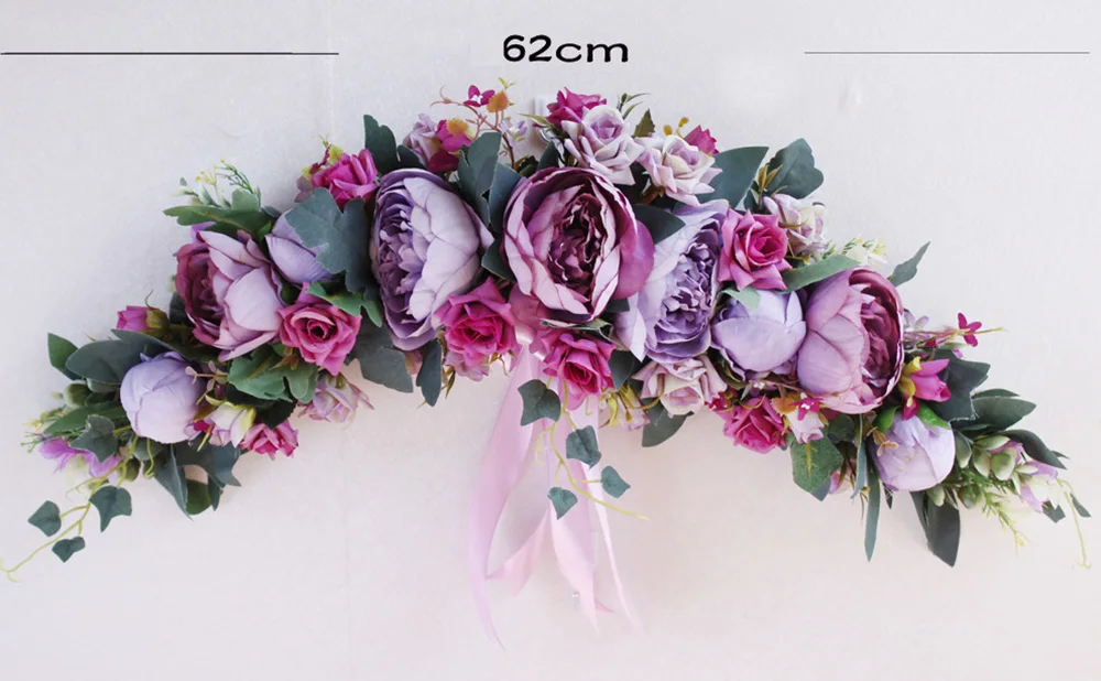 Flone Artificial Flower Garland Rose Peony Flowers Garland Lintel Wall Decorative Flower Door Wreath For Wedding Home Decoration (1)