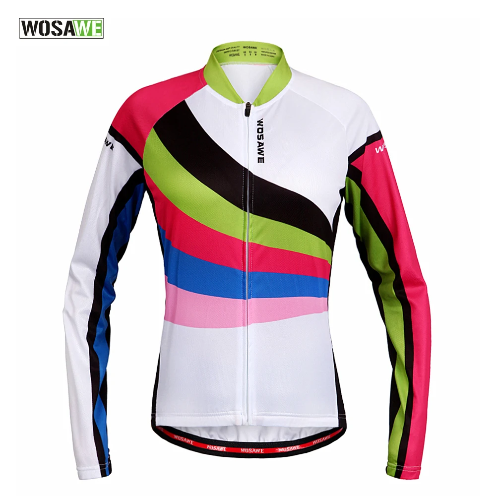

WOSAWE Lady Women 2019 Cycling Bicycle Jersey Tops Shirt Long Sleeve Riding Bike Full Zipper Maillot Ciclismo Bike Jersey