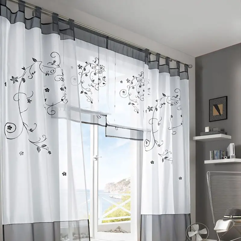Летние тюлевые шторы разных размеров на окно для гостиной, спальни, кухни, современные оконные цветные занавески из вуали VC - Цвет: A gray140x270cm