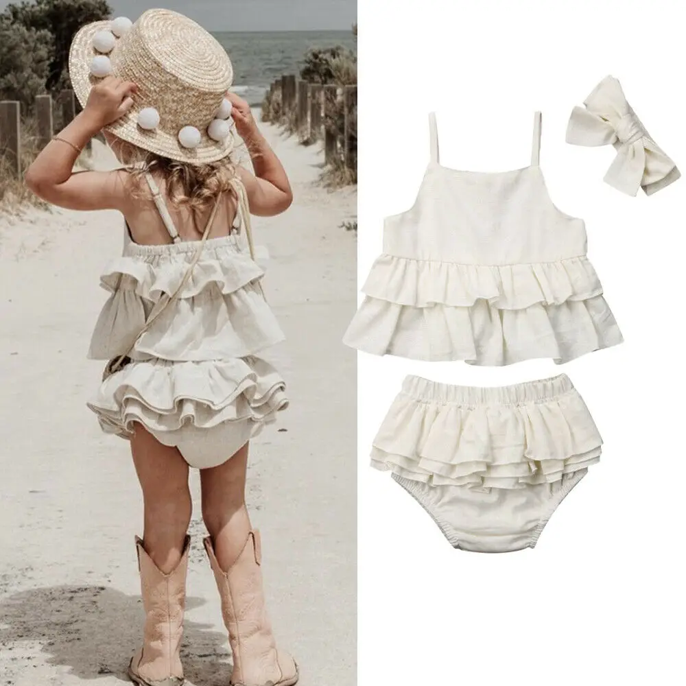 Summer Toddler Kid Baby Girl Clothes Headband Ruffle Tops Pants Skirt Outfit Playsuit Summer Toddler Kid Baby Girl Clothes Headband Ruffle Tops Pants Skirt Outfit Playsuit