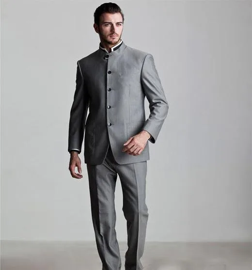 

2018 New costume homme Terno Men Suits Grey Groom Tuxedos Suits Mens Business Formal Wear Wedding Men Suits (Jacket+Pants+Tie)