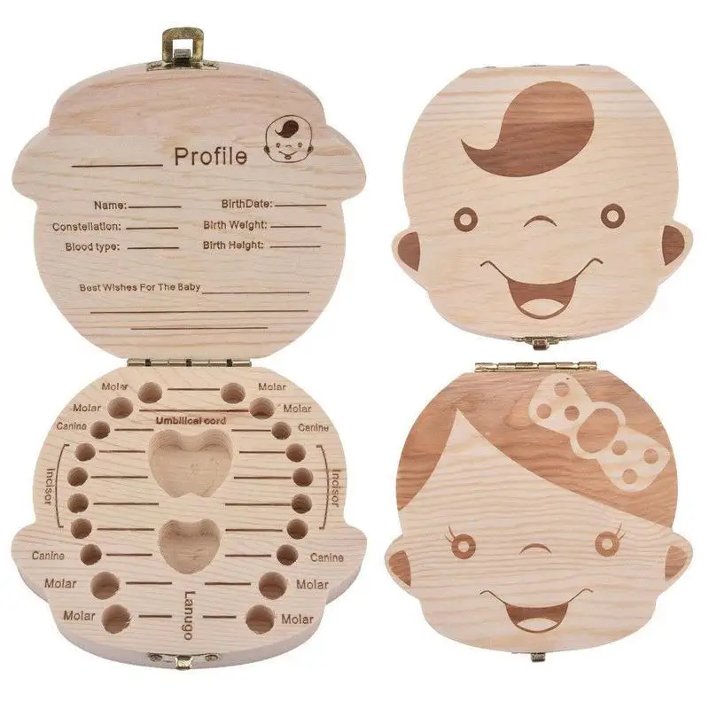 

Storage Small Kids Childs New Baby Tooth Keepsake Wooden Box Boy Girl Save Teeth Organizer Boxes Keepsakes Collecting