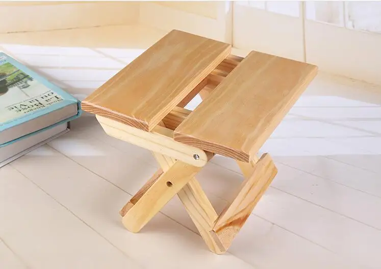 Твердой древесины складной стул Портативный бытовой ног campstool