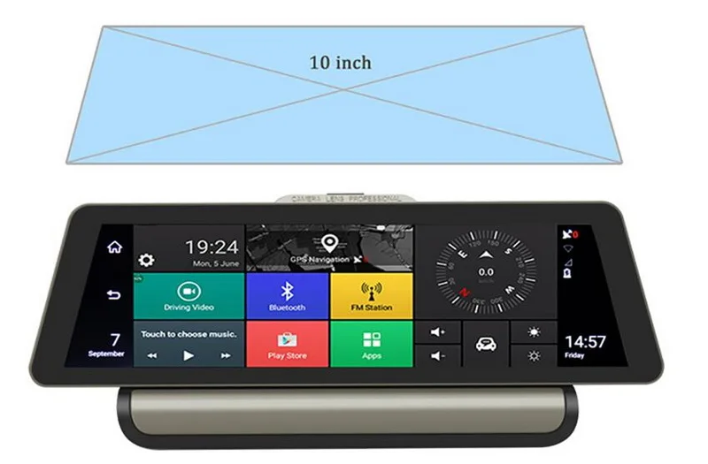 10 дюймов 4 г Android двойной объектив gps навигации Автомобильный dvr 1080 P видео камера ADAS Full HD видеокамера Bluetooth wi fi