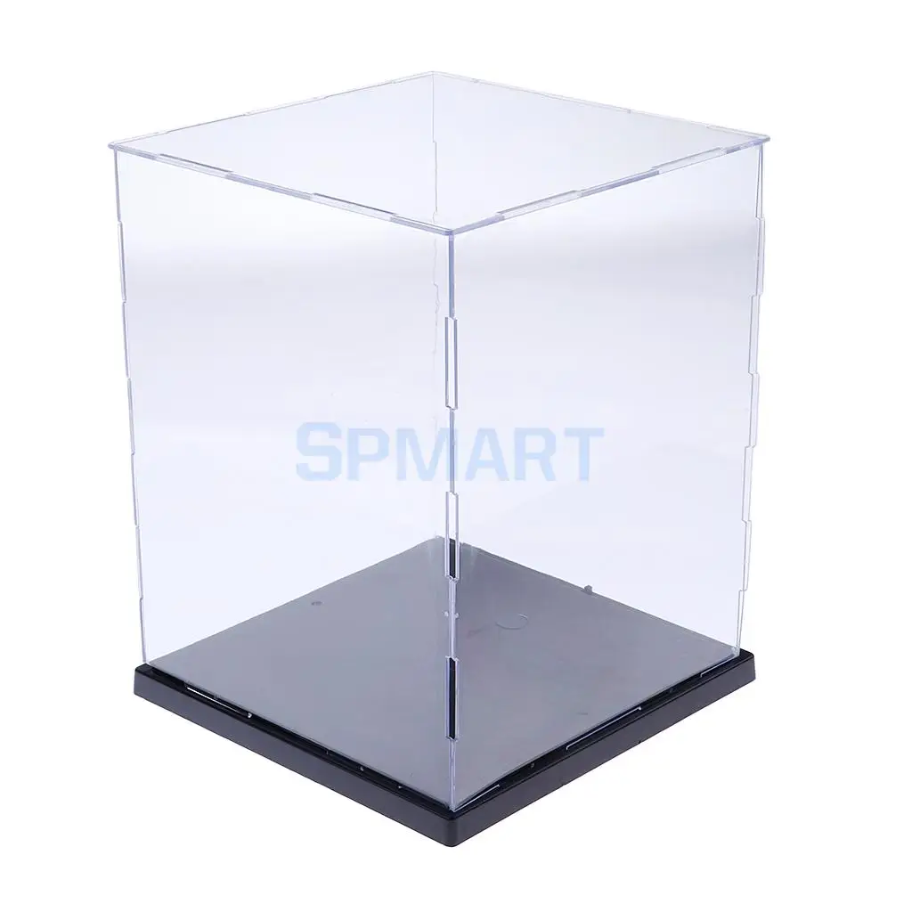 Transparent Acrylic Model Display Case Box Dustproof Box with LED Lights for Action Figure Toys Clear