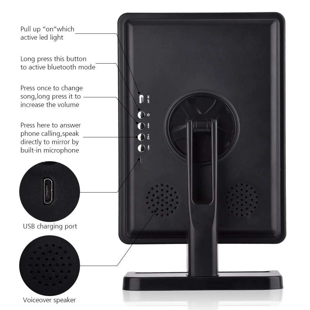  Bluetooth Speaker LED Makeup Mirror Smart Musical 20 Lights Touch Screen Adjustable Vanity Makeup M