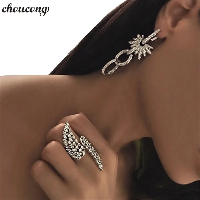 Висячие серьги choucong VIENNA AAAAA из циркония с белым золотом эффектные Свадебные для