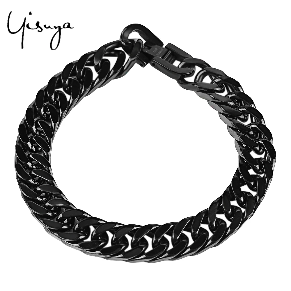 

Stainless Steel Steampunk Geometric Men Bracelets Black Silver Metal Wrist Chain Hand Around Men's Cool Bracelet Gift Bangles