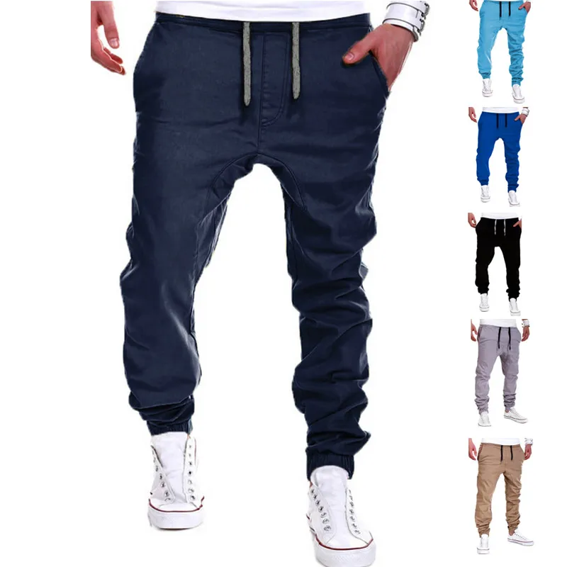

Men's Pants Solid Color Elastic Cross Sweatpants Breathable Casual Thin Boy Trousers Long Pants -MX8