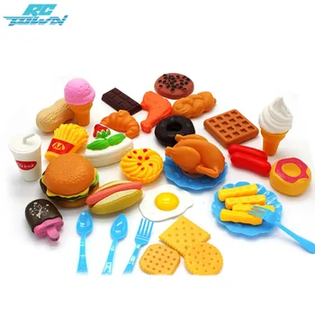 

RCtown Plastic Fast Food Playset Mini Hamburg French Fries Hot Dog Ice Cream Cola Food Toy for kid Pretend Play Gift zk35