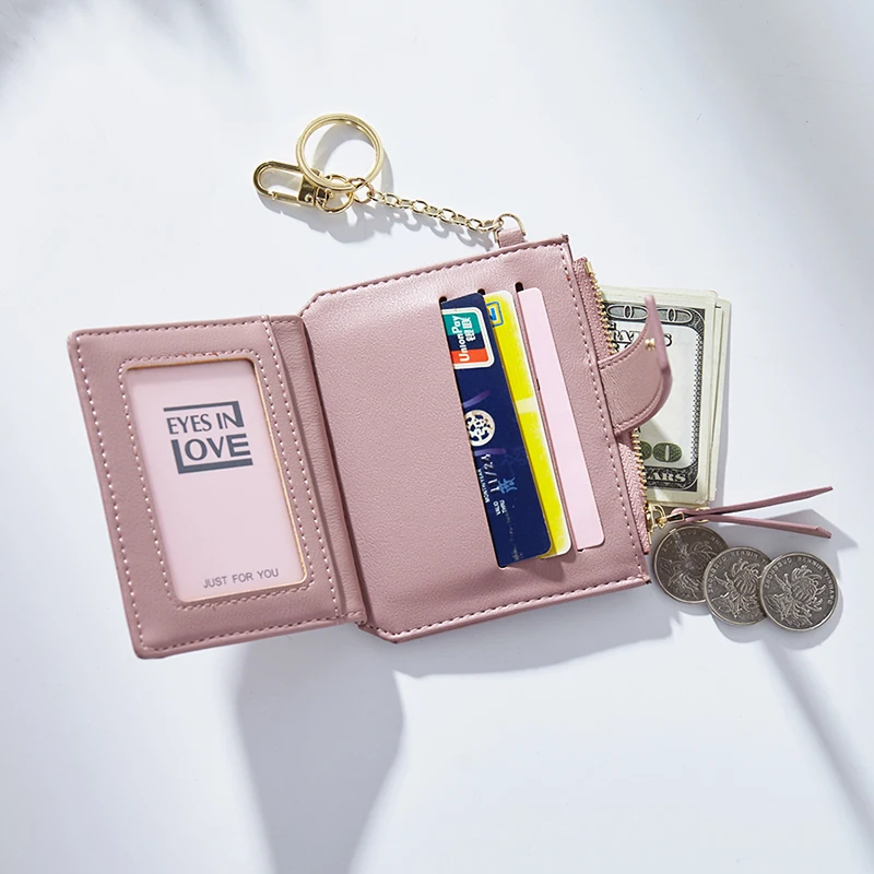Gift box for women Cash envelope wallet 6 ring key holder Leather wallet womens Key chains for women Pink leather set Slim leather wallet