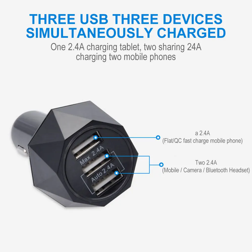 Vehemo 3USB Pad автомобильное быстрое зарядное устройство Адаптивное автомобильное зарядное устройство смарт автомобильное зарядное устройство gps навигатор адаптер напряжение