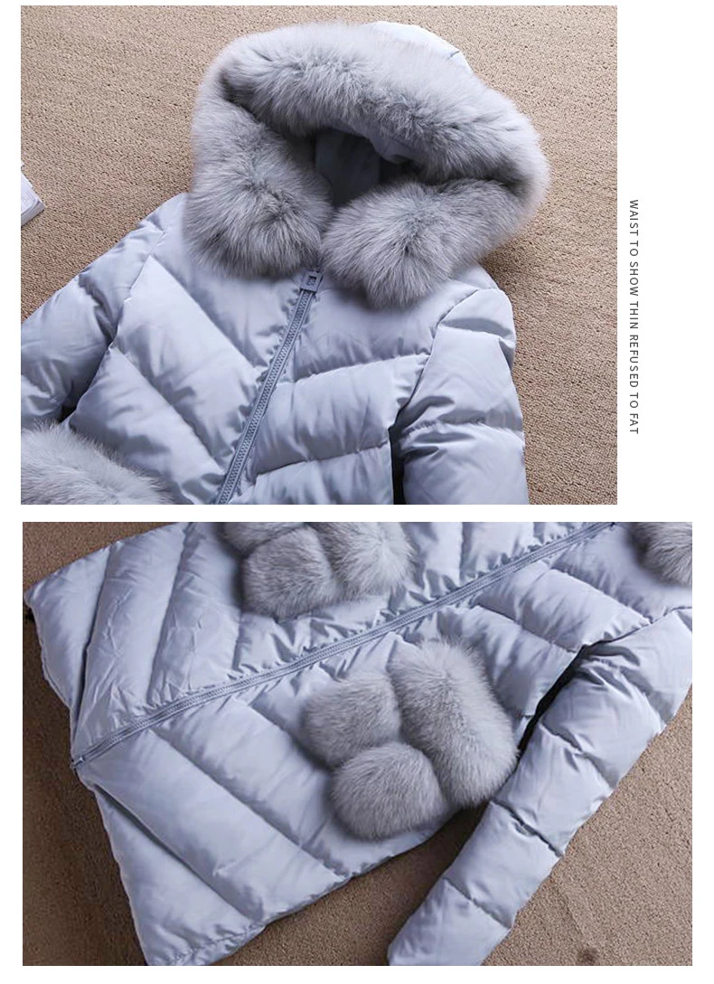 Горячая Распродажа, женская зимняя куртка с широкой талией, женское плотное теплое зимнее пальто для женщин, модное большое пуховое пальто с меховым воротником ST513