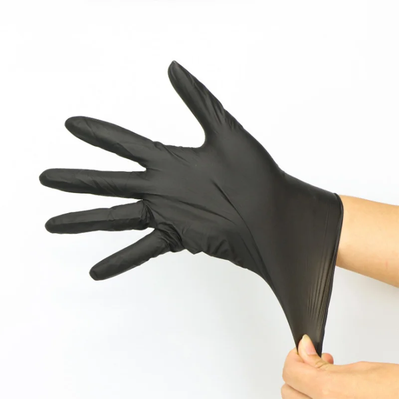 

Hot Sale 100 Pcs/Set Disposable Black Nitrile Gloves Medical Tattoo Mechanic Industrialization Latex Gloves