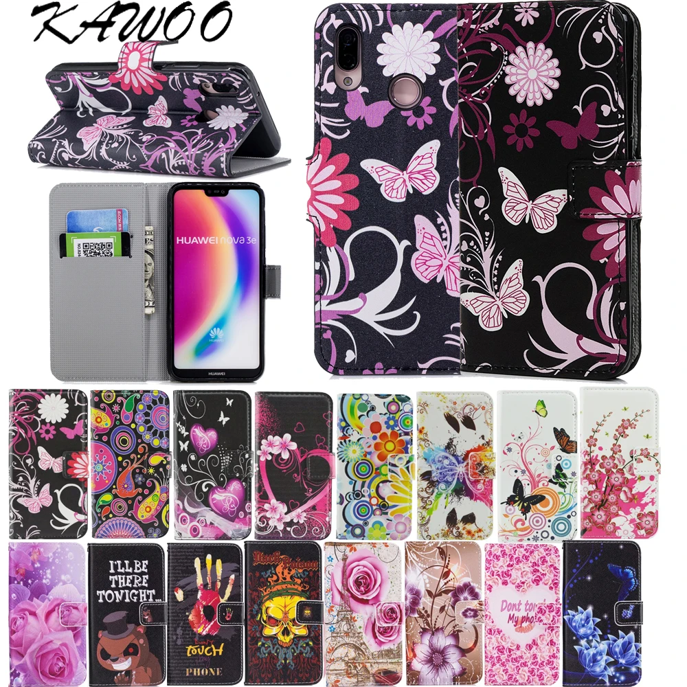 

Book Style Patterned Wallet Flip PU Leather Case Cover For Huawei P20 Lite P10 P20 Honor 9 Lite For Huawei P Smart Capa Coque