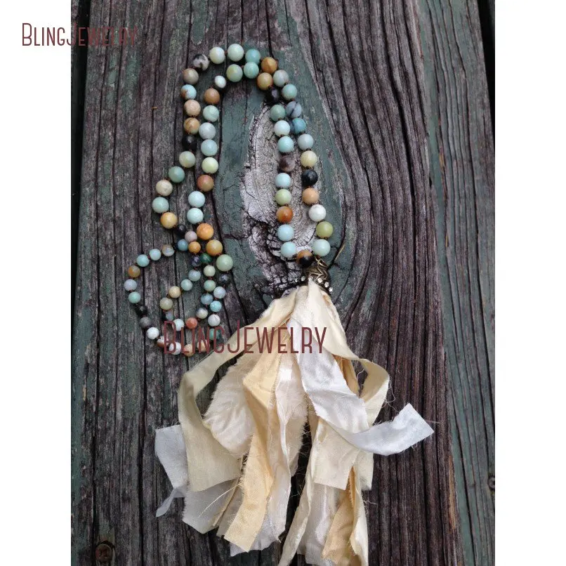 20181212-NM20615-bohemian sari silk tassel on hand knotted amazonite beads