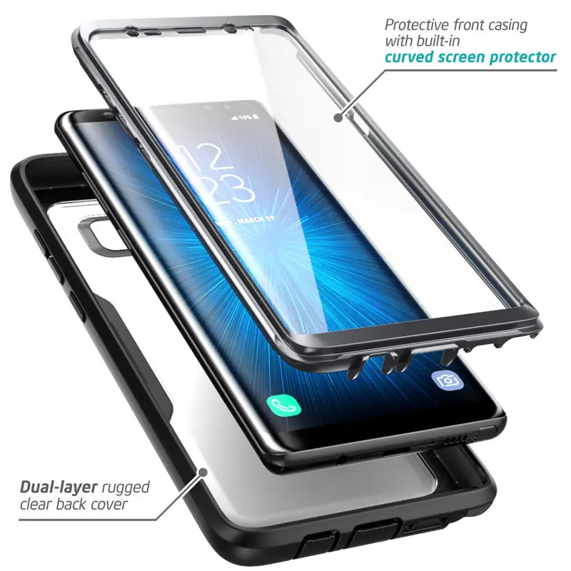 For Samsung Galaxy Note 8 Case i-Blason Magma Heavy Duty Shock Reduction Bumper Cover with Built-in Screen Protector& Belt Clip