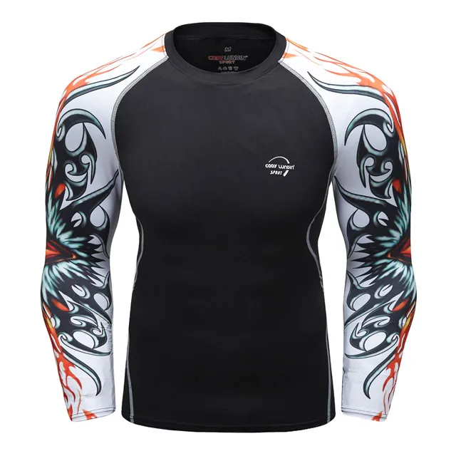 Мужская компрессионная рубашка 3D Подростковая с длинным рукавом для велоспорта фитнеса Мужская Спортивная основа слой ММА колготки Джерси брендовая одежда - Цвет: 22