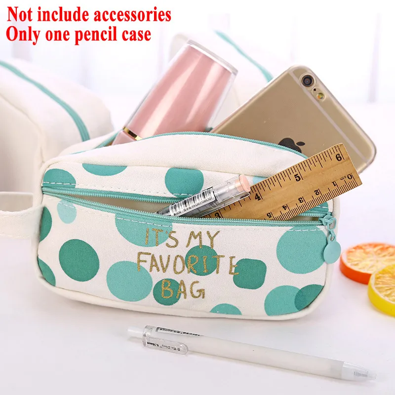 

DELVTCH Portable Zipper Canvas Pen Pencil Case Large Capcity Storage Bag Box School Student Stationery Supplies Gift Useful Tool