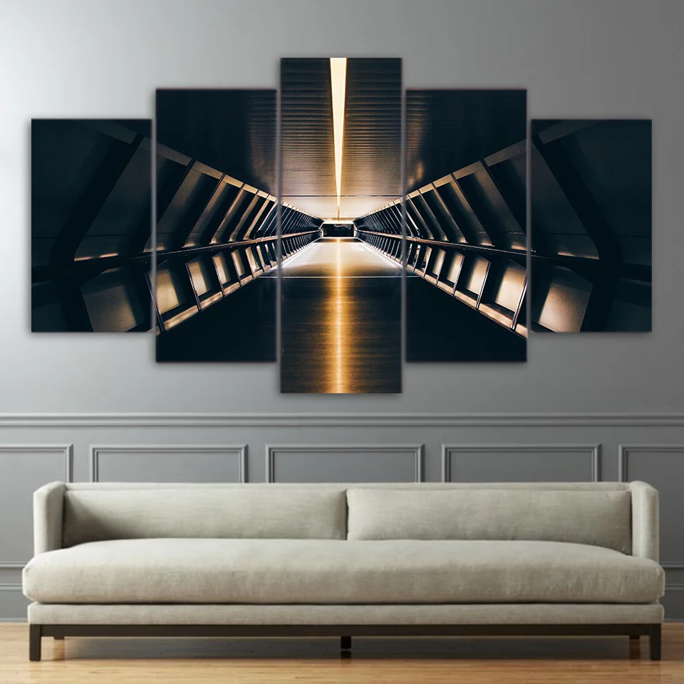 

Canvas Paintings Wall Art Framework HD Prints Pictures 5 Pieces Beautiful Building London Tunnel Subway Lights Poster Home Decor