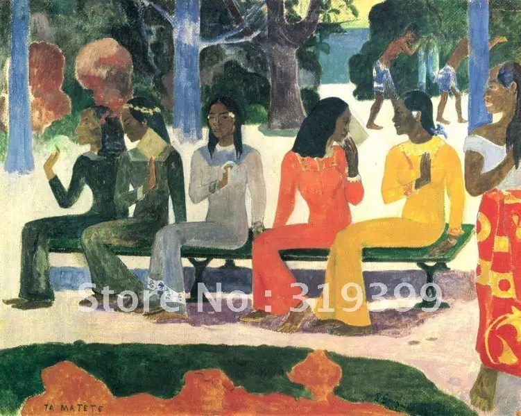 

Oil Painting Reproduction,Ta Matete (The Market) by paul gauguin ,Free DHL Shipping,100% handmade on linen canvas