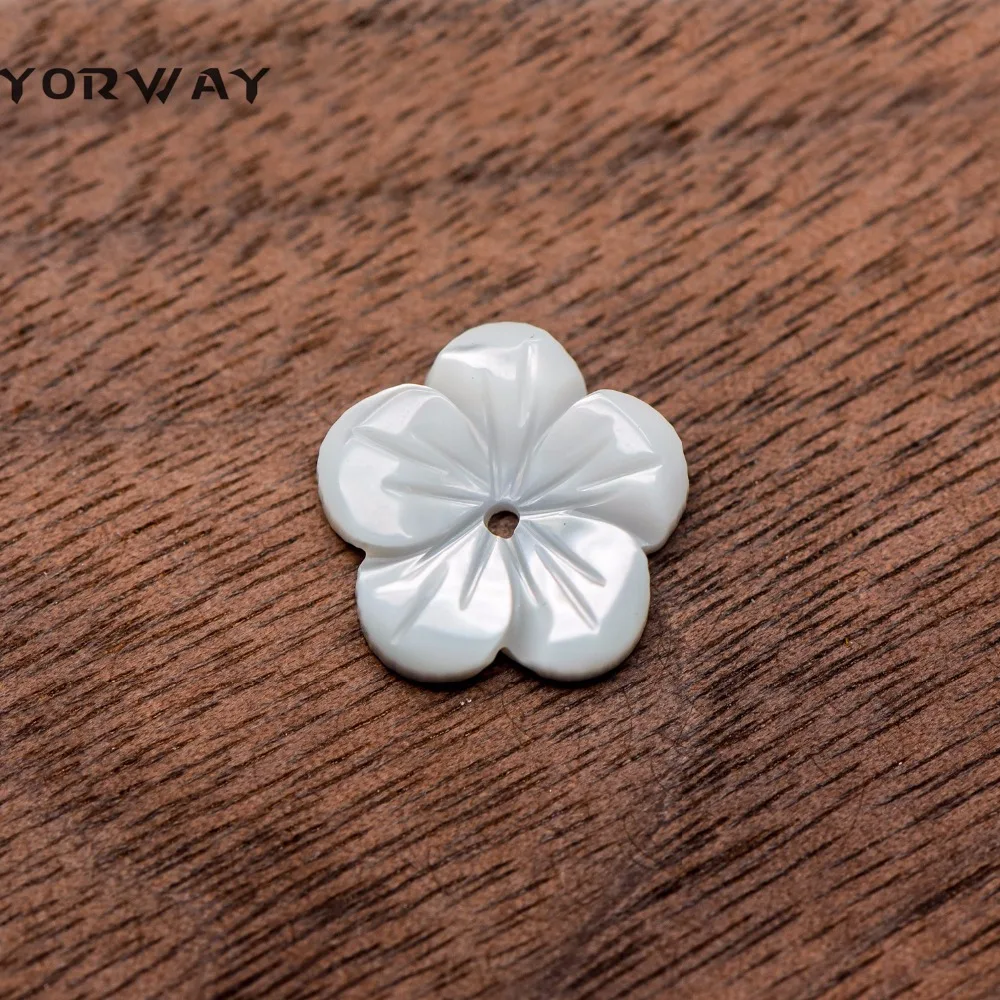 10pc 10mm Hand Carved White Mother of Pearl Plum Blossom Flower Beads