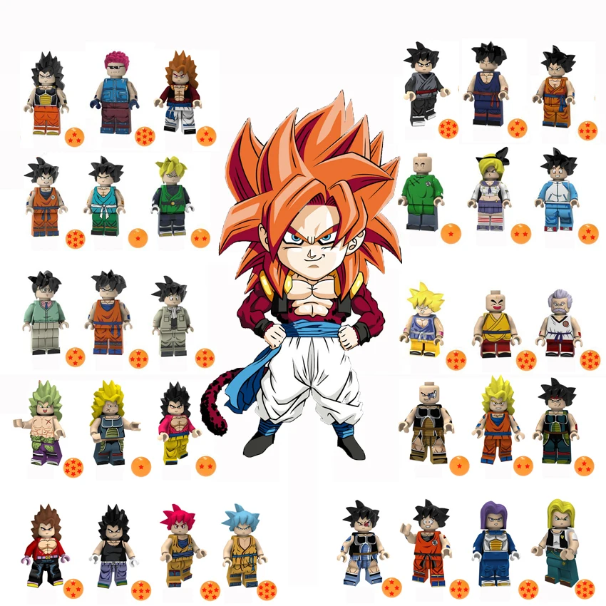 

Single Dragon Ball Super Saiyans Vegeta Goku Gogeta Cyborg Figures Building Blocks Toys for Children Gift Kids toys JM-31